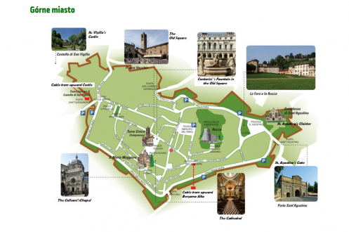 Mapa górnego miasta Bergamo